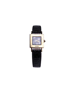 Chanel, Vintage Erauche Watch, Quartz, Gold/Black, Leather Strap, Q.H.9365